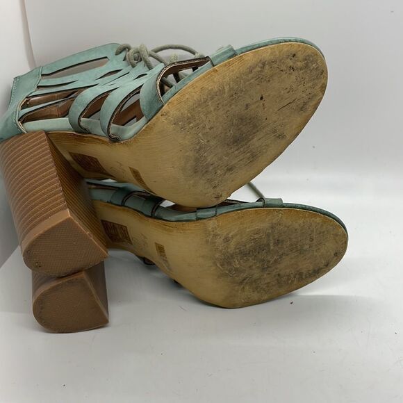 Trendy Mi.im Prague Teal Gladiator Style Sandals Size 7.5 Block Heel - Picture 9 of 13